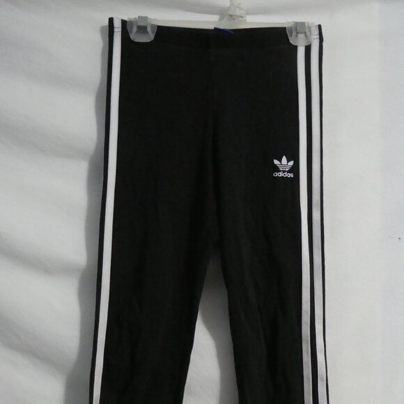 ADIDAS | kids 11 - 12 years - medium | Black Exercise Leggings | White Stripes - Picture 6 of 16
